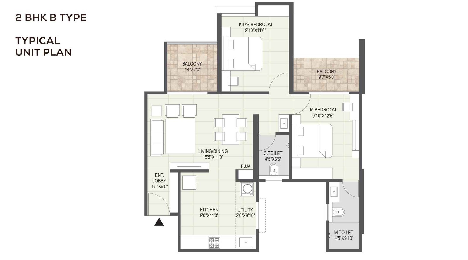 Mangalam-Momento-Floor-Plan-2 BHK-799-Sqft